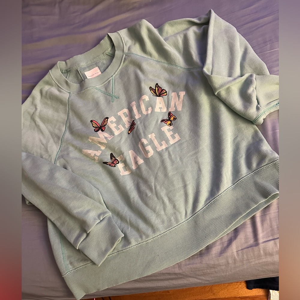 American Eagle Outfitters Light Green Butterfly Sweater